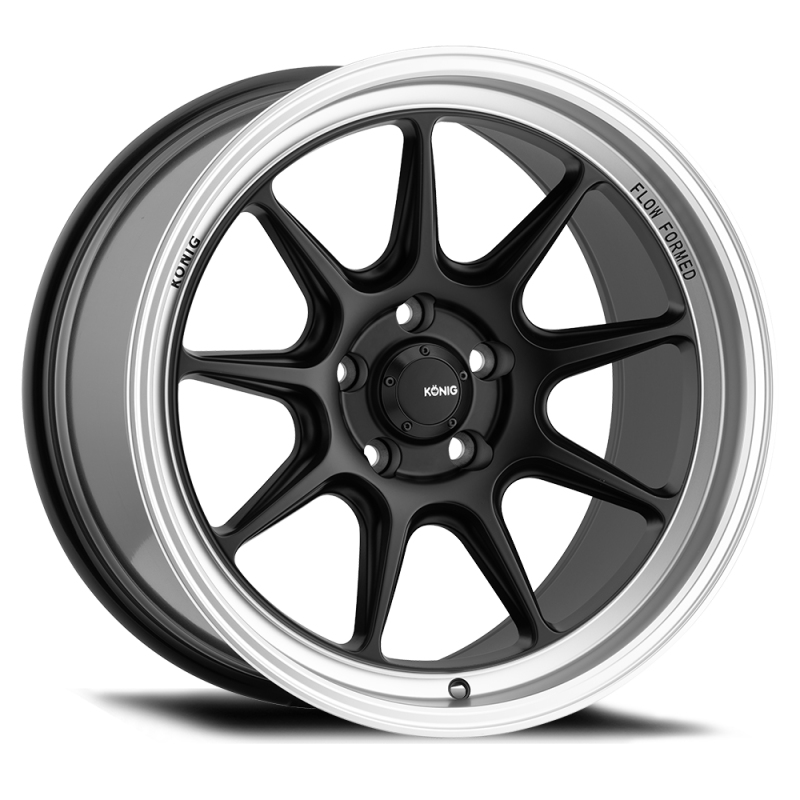 Konig Countergram - 18x9.5 5x114.3 +35 Matte Black with Matte Machined Lip - Tesla Model 3